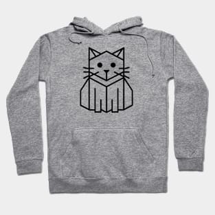 Geometric Cat Line Art Hoodie